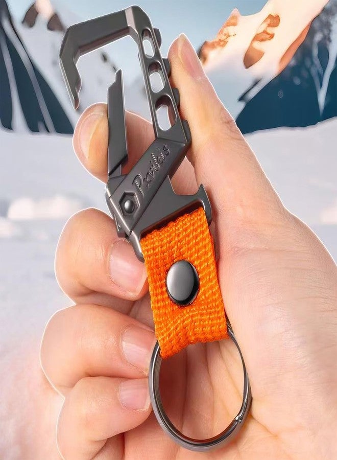 Pxvikis Carabiner clip Keychain metal heavy duty key chain bottle opener holder car key fob belt ring unisex for men and women.Orange - Image 4
